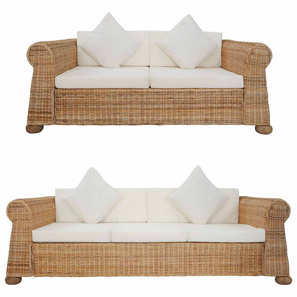 Ensemble de canapés 2 pcs avec coussins Rotin naturel - XIOS