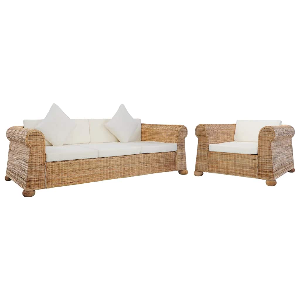 Ensemble de canapés 2 pcs avec coussins Rotin naturel - XIOS