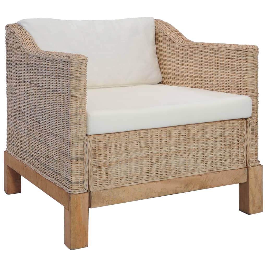 Ensemble de canapés 2 pcs avec coussins Rotin naturel Canapés vidaXL