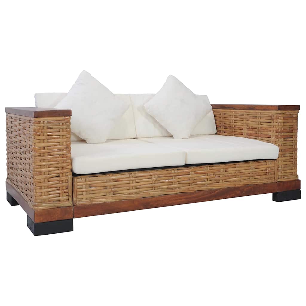 Ensemble de canapés 2 pcs avec coussins Marron Rotin naturel - XIOS