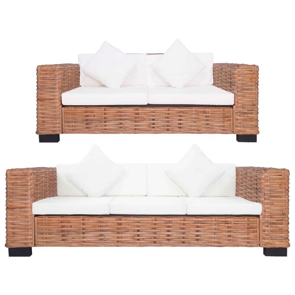 Ensemble de canapés 2 pcs avec coussins Rotin naturel - XIOS