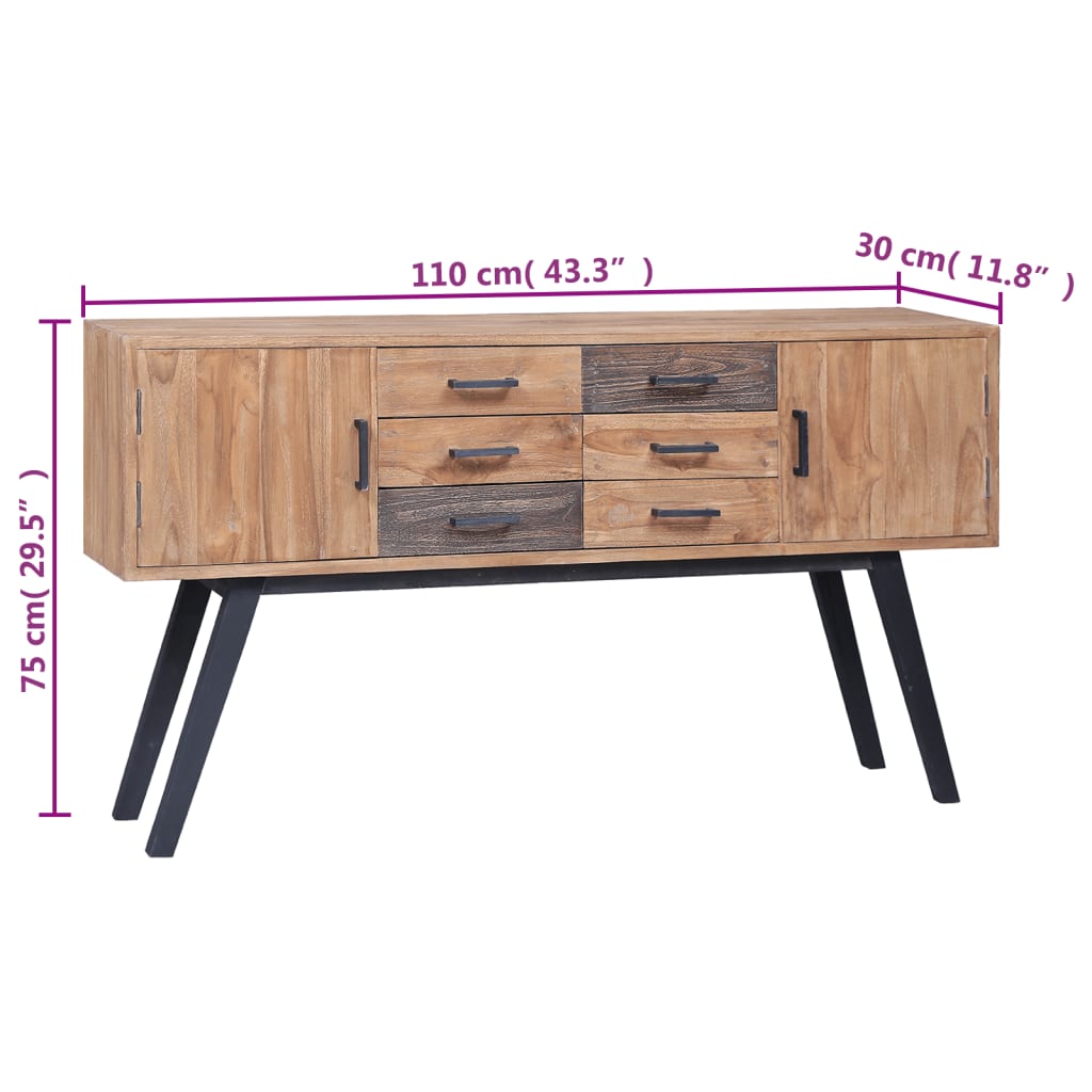 Armoire latérale 110x30x75 cm Teck solide - XIOS