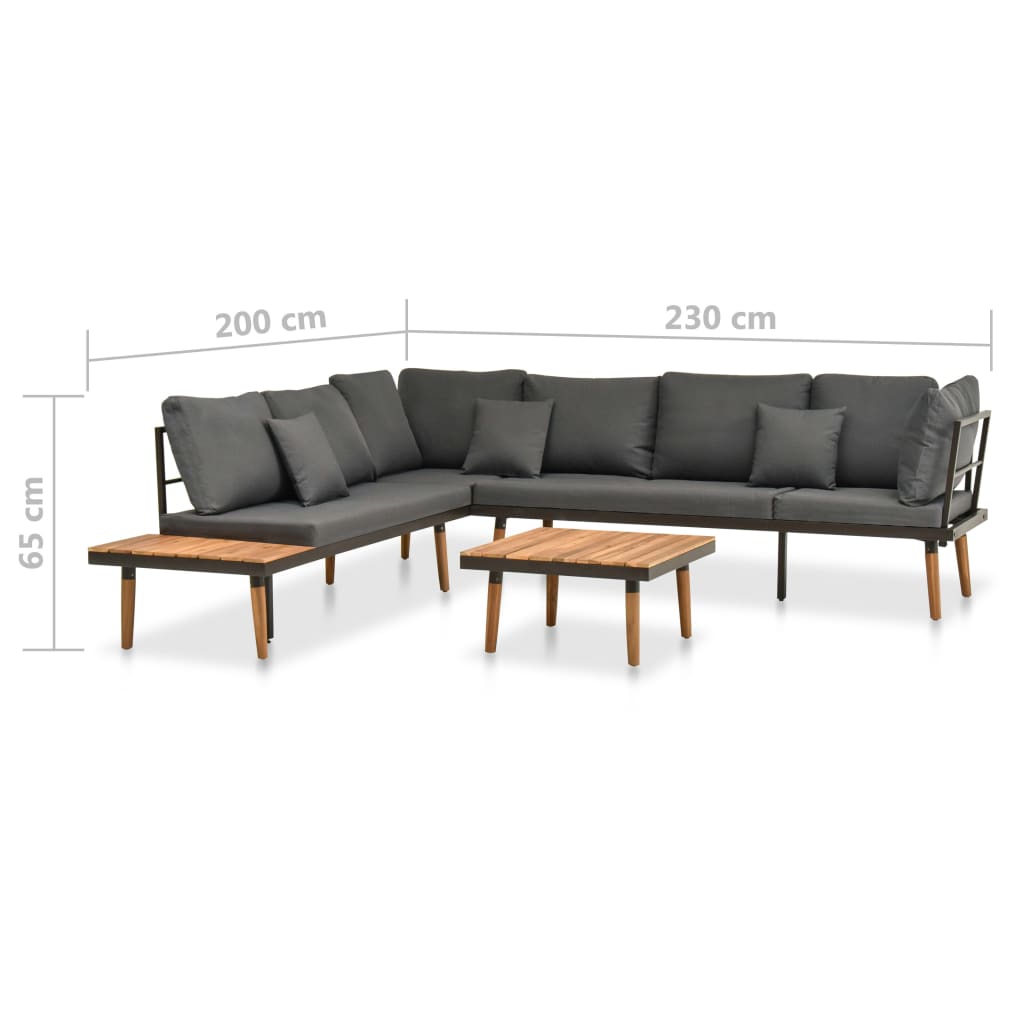 Salon de jardin 4 pcs avec coussins Bois d'acacia solide - XIOS