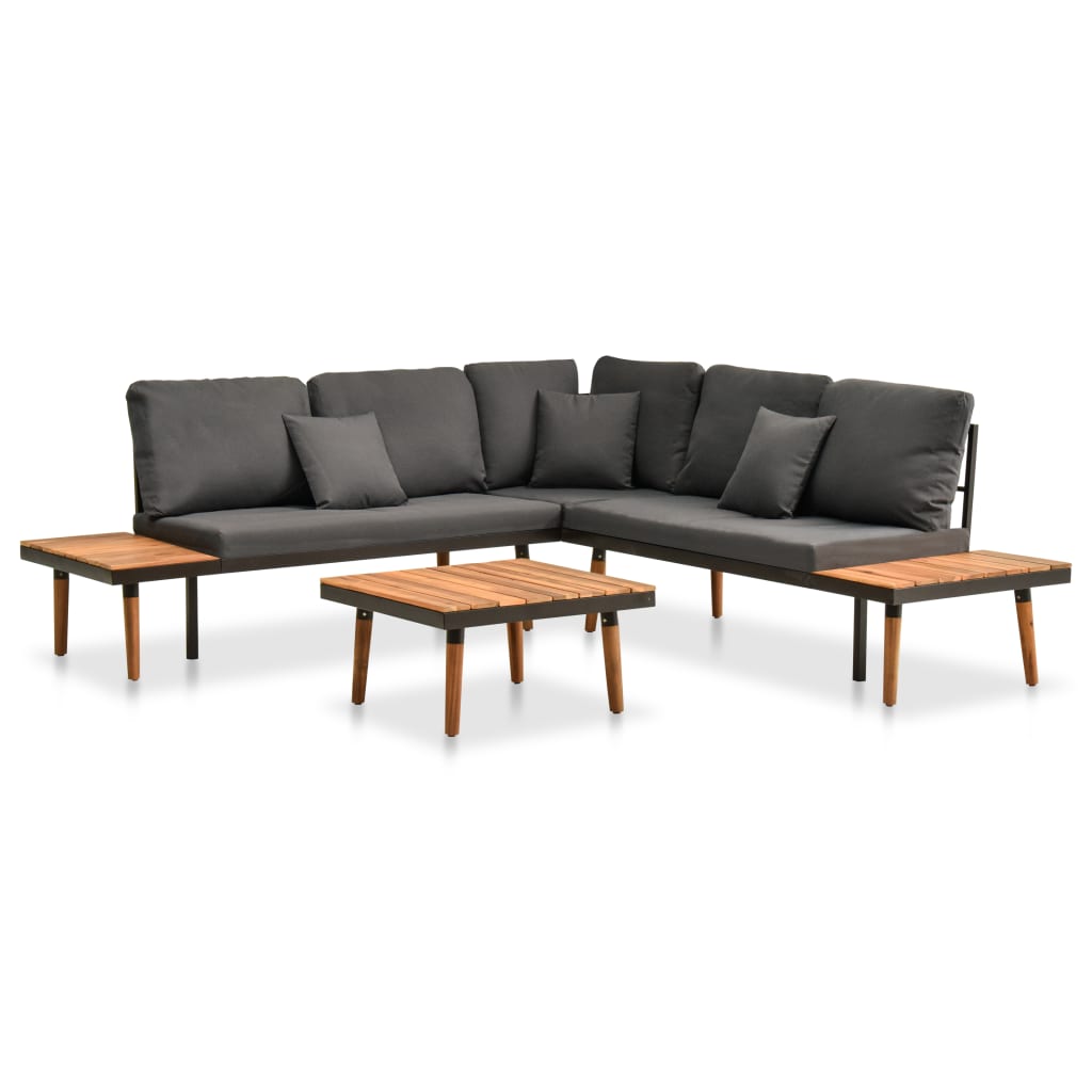 Salon de jardin 4 pcs avec coussins Bois d'acacia solide - XIOS