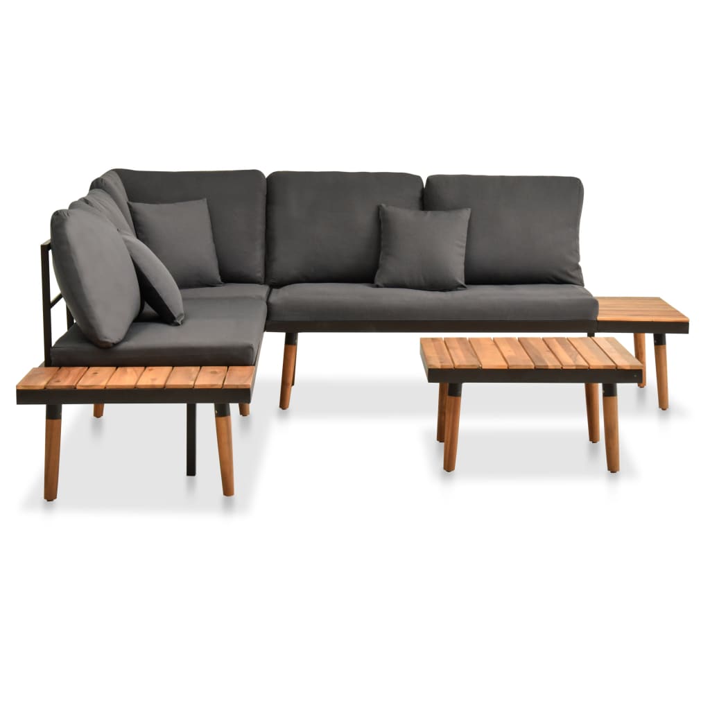 Salon de jardin 4 pcs avec coussins Bois d'acacia solide - XIOS