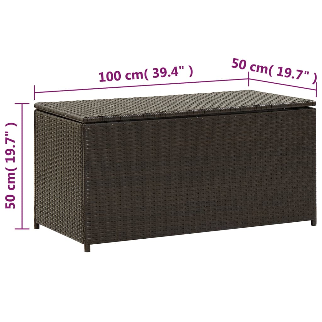 Boîte de rangement de jardin résine tressée 100x50x50 cm marron Coffres de jardin vidaXL