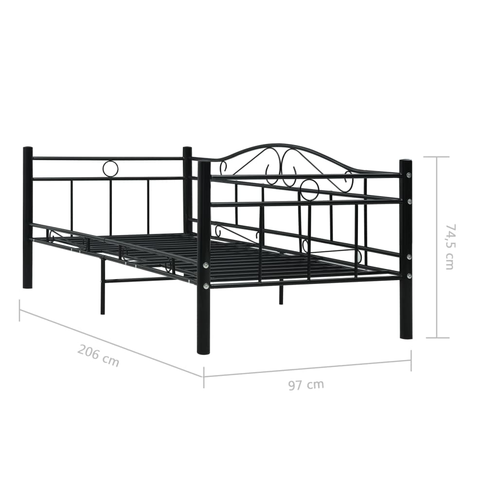 Cadre de lit de repos sans matelas Noir Métal 90x200cm - XIOS