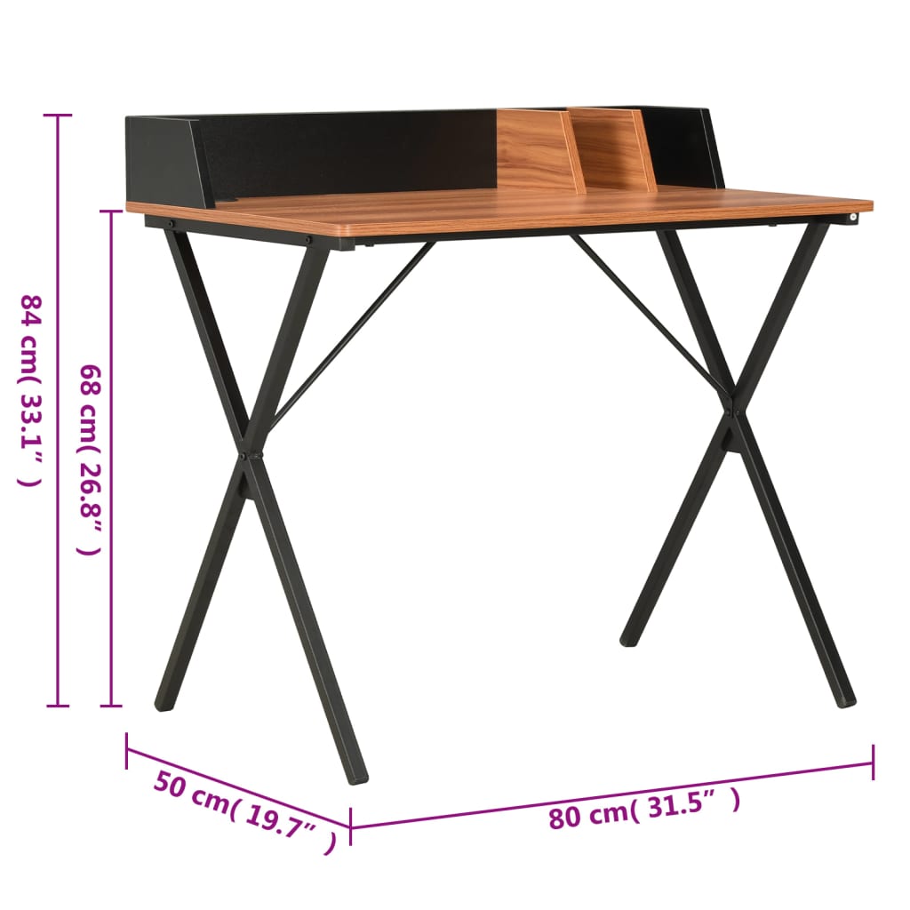Bureau Noir et marron 80x50x84 cm - XIOS