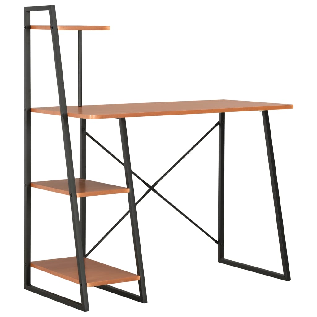 Bureau avec étagère Noir et marron 102x50x117 cm - XIOS