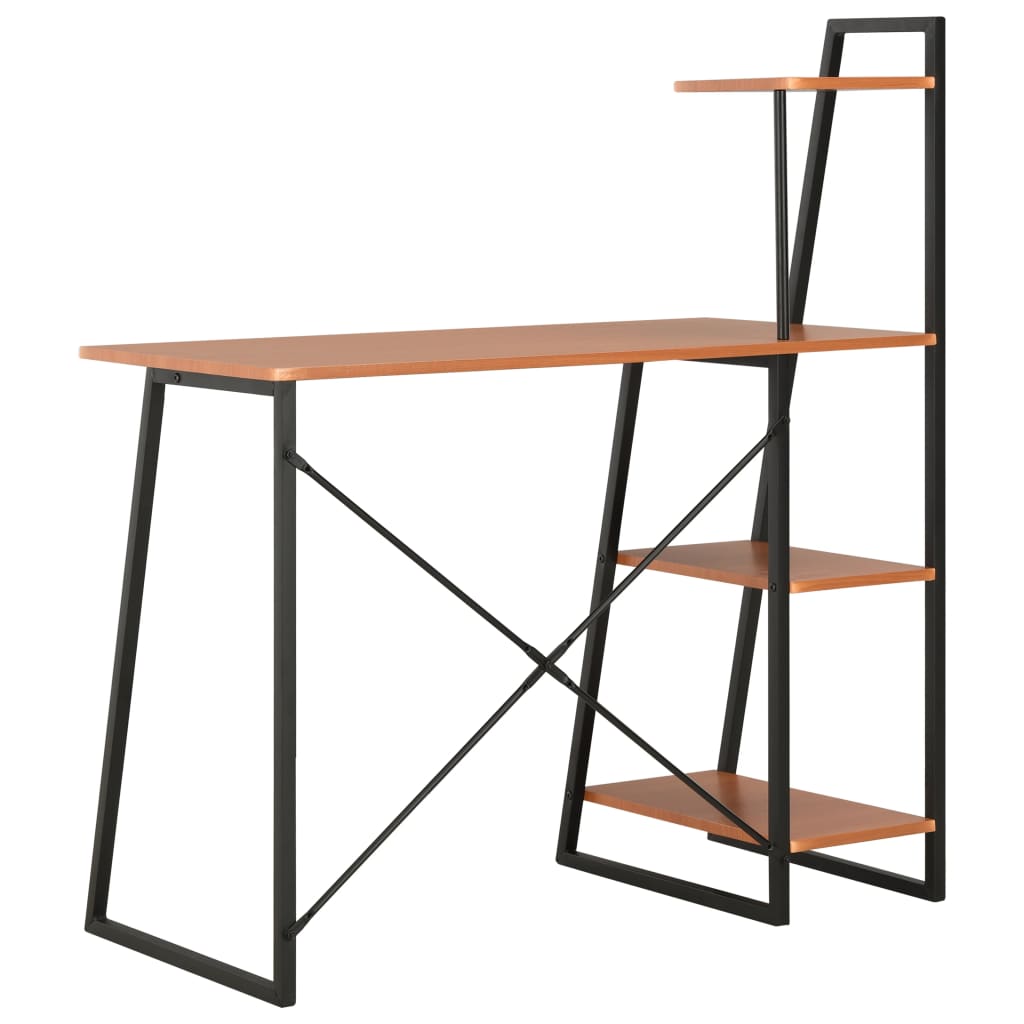 Bureau avec étagère Noir et marron 102x50x117 cm - XIOS