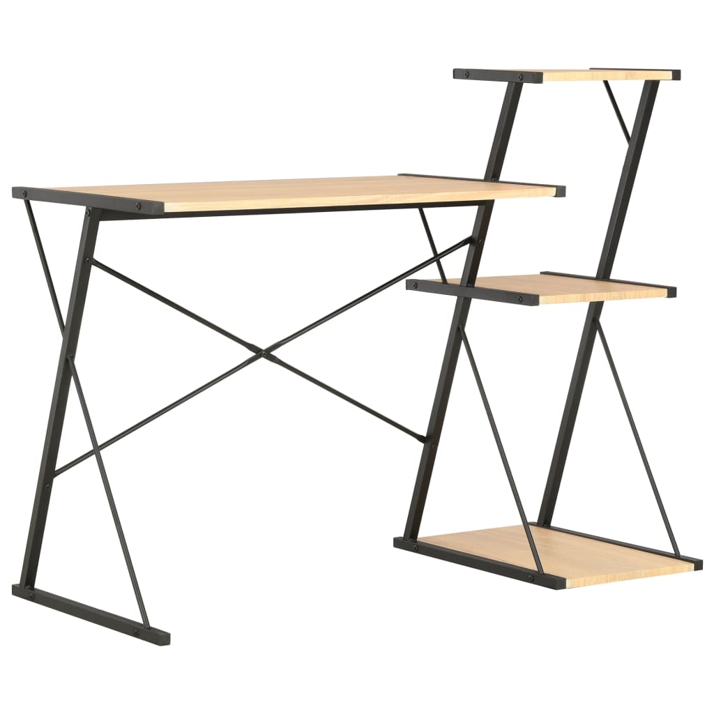 Bureau avec étagère Noir et chêne 116x50x93 cm - XIOS