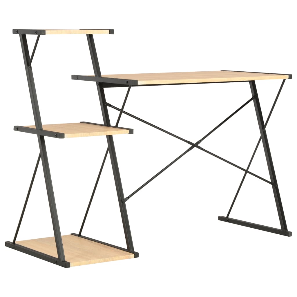 Bureau avec étagère Noir et chêne 116x50x93 cm - XIOS