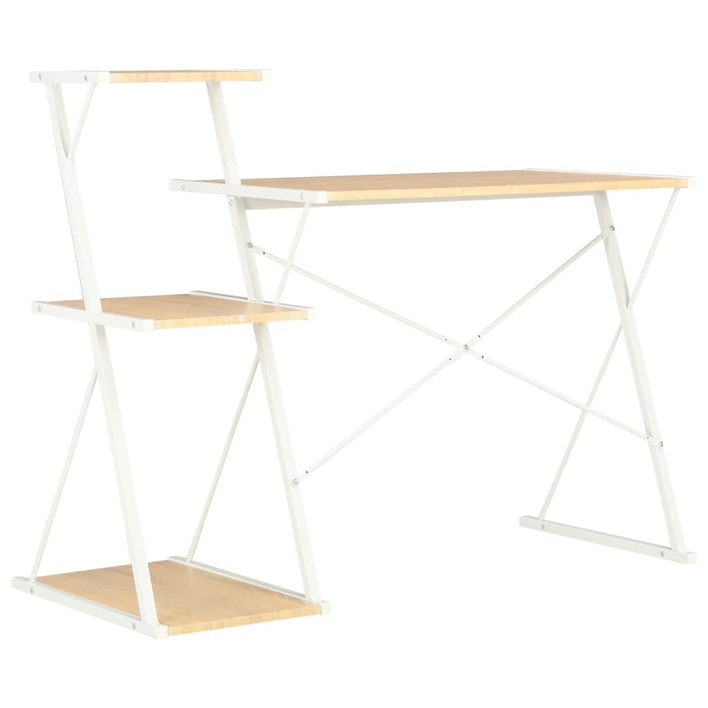 Bureau avec étagère Blanc et chêne 116x50x93 cm - XIOS