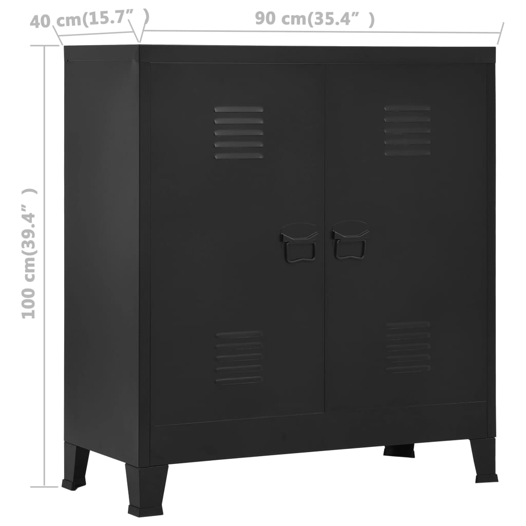 Coffre de rangement industriel Noir 90x40x100 cm Acier - XIOS
