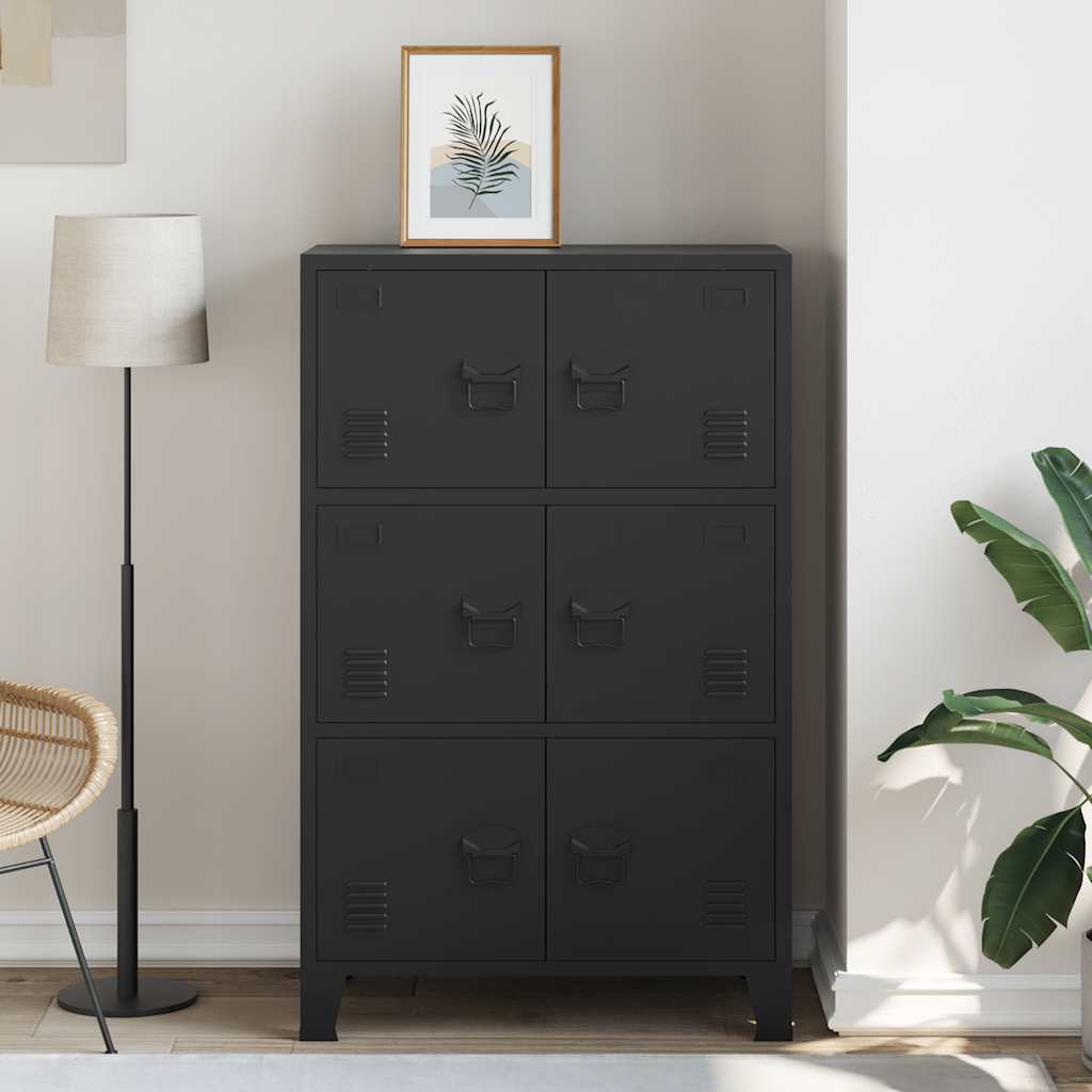 Coffre de rangement industriel Noir 75x40x120 cm Acier - XIOS