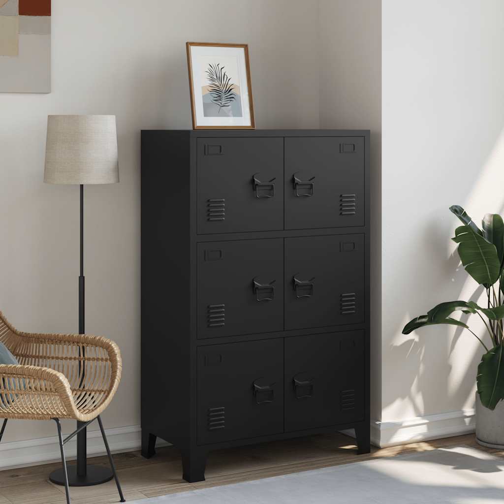 Coffre de rangement industriel Noir 75x40x120 cm Acier - XIOS