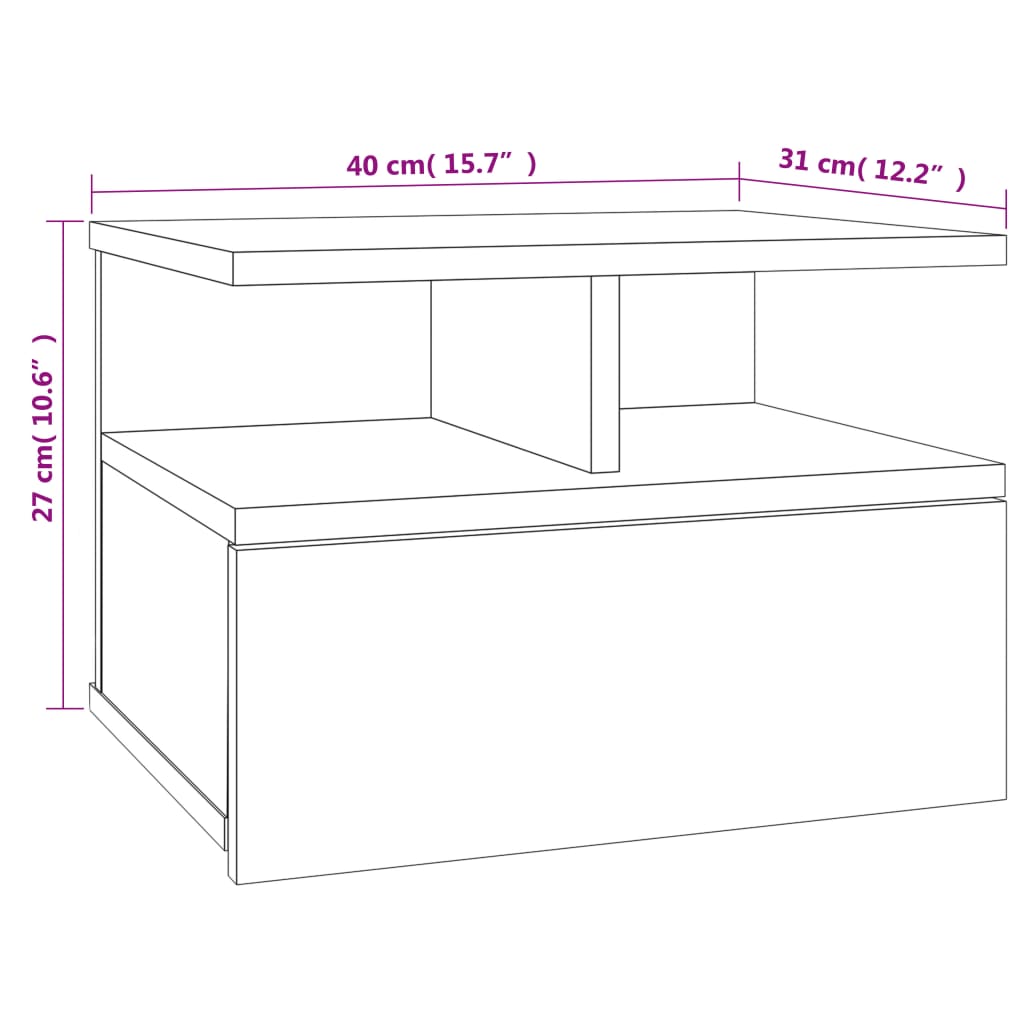 Table de chevet flottante Gris béton 40x31x27 cm Aggloméré Tables de chevet vidaXL