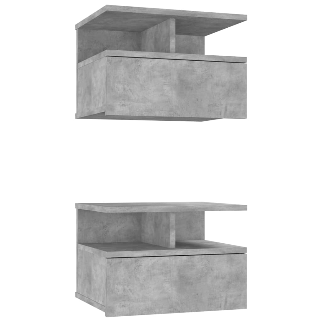Tables de chevet flottantes 2 pcs Gris béton Bois d'ingénierie - XIOS