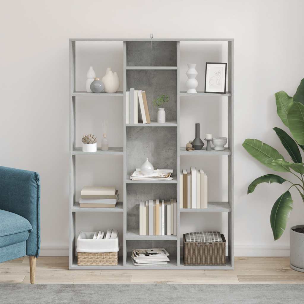 Séparateur de pièce/Bibliothèque Gris béton Bois d’ingénierie - XIOS