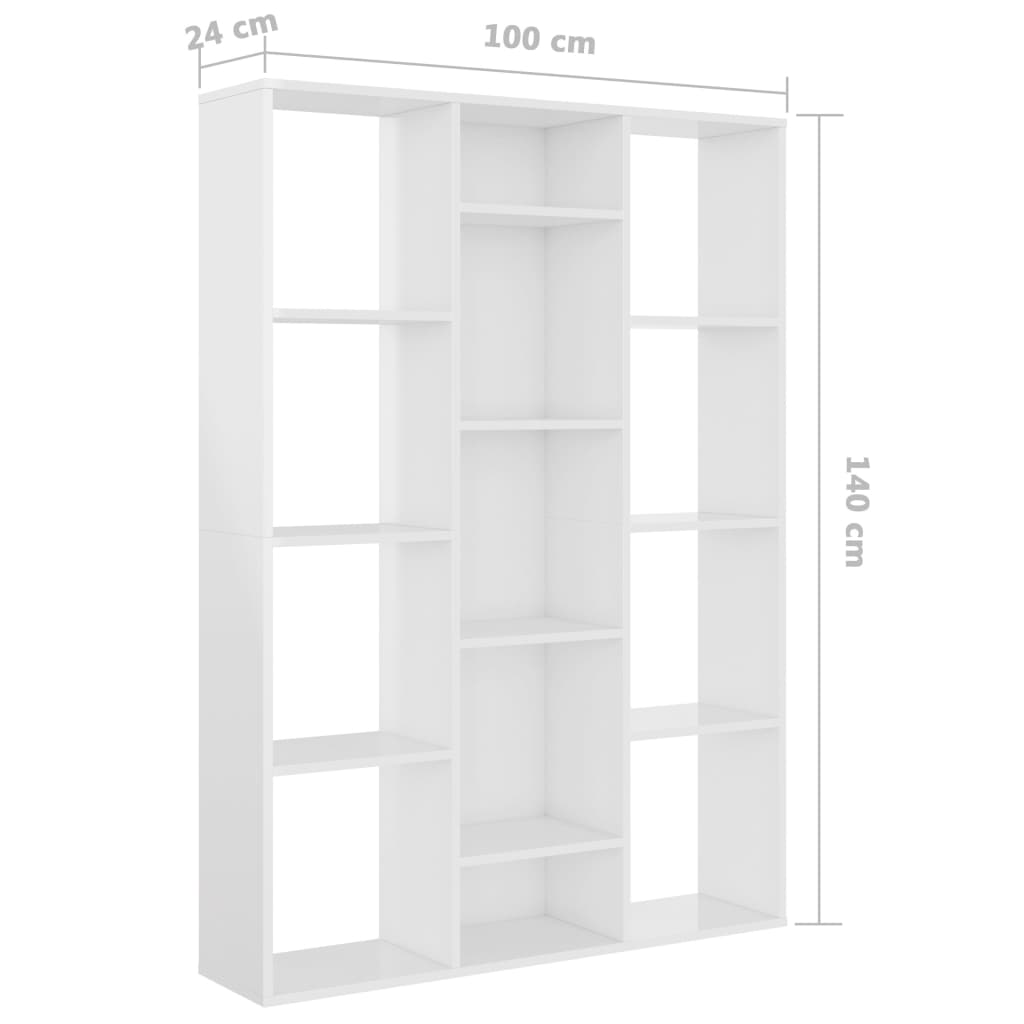 Séparateur de pièce/Bibliothèque blanc brillant Bois ingénierie - XIOS