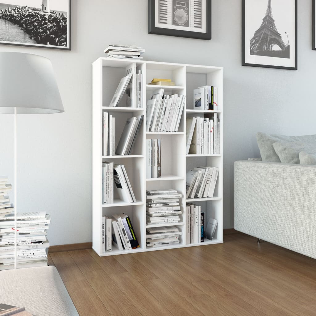 Séparateur de pièce/Bibliothèque blanc brillant Bois ingénierie XIOS