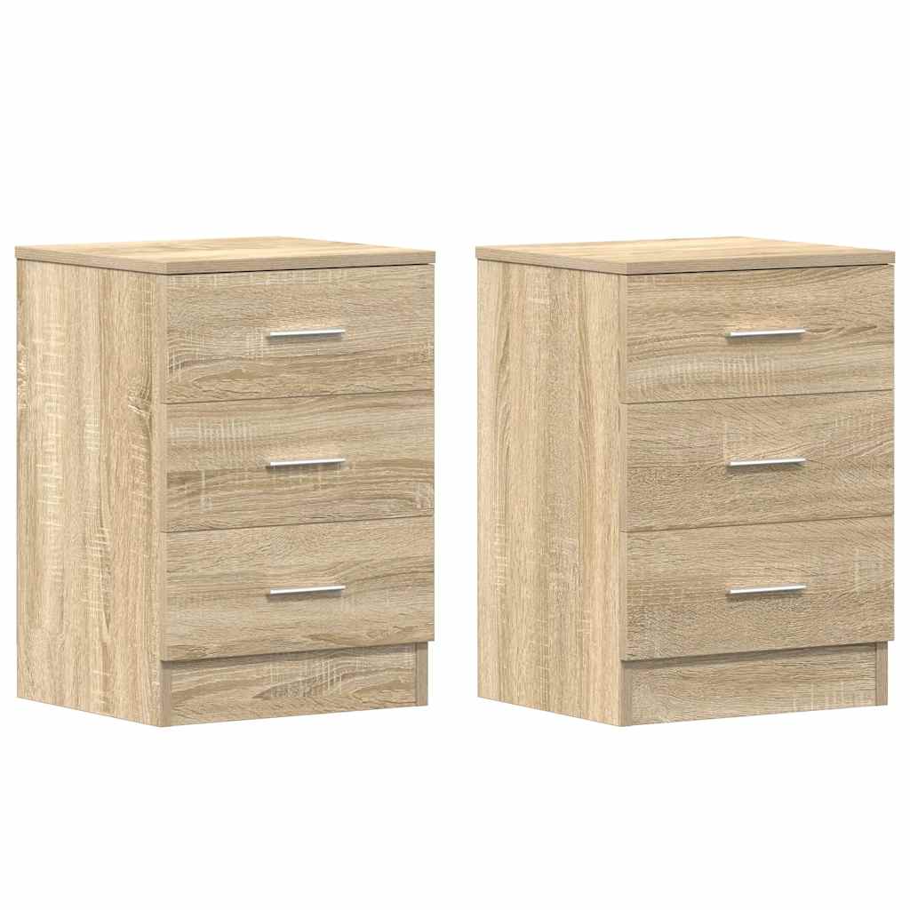 Tables de chevet 2pcs chêne sonoma 38x35x56cm bois d'ingénierie - XIOS