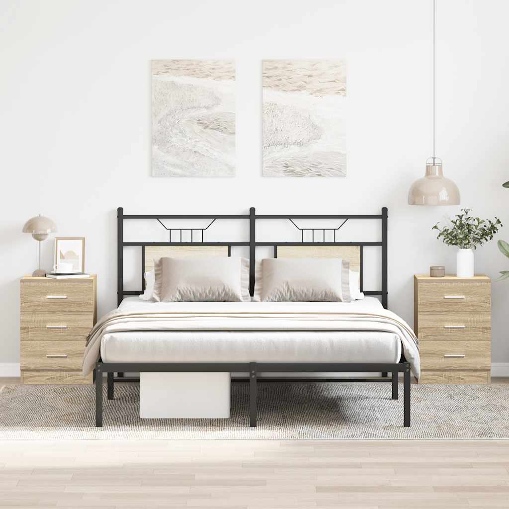 Tables de chevet 2pcs chêne sonoma 38x35x56cm bois d'ingénierie - XIOS