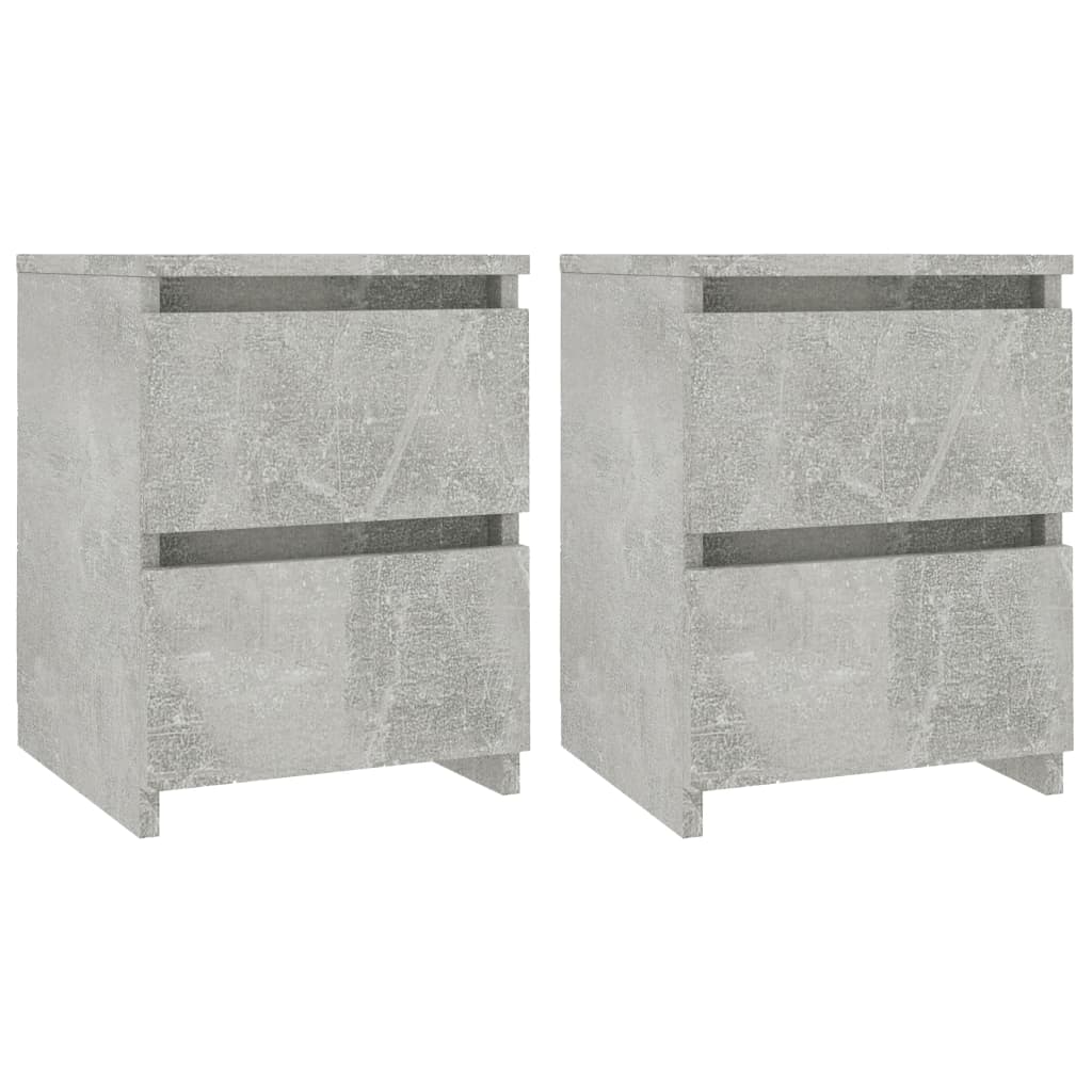 Tables de chevet 2 pcs Gris béton 30x30x40 cm Bois d’ingénierie - XIOS