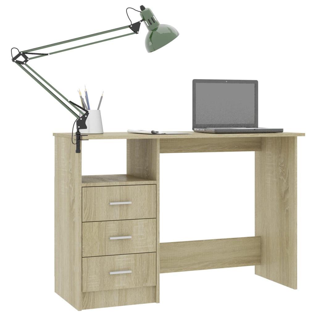 Bureau avec tiroirs Chêne sonoma 110x50x76 cm Aggloméré - XIOS