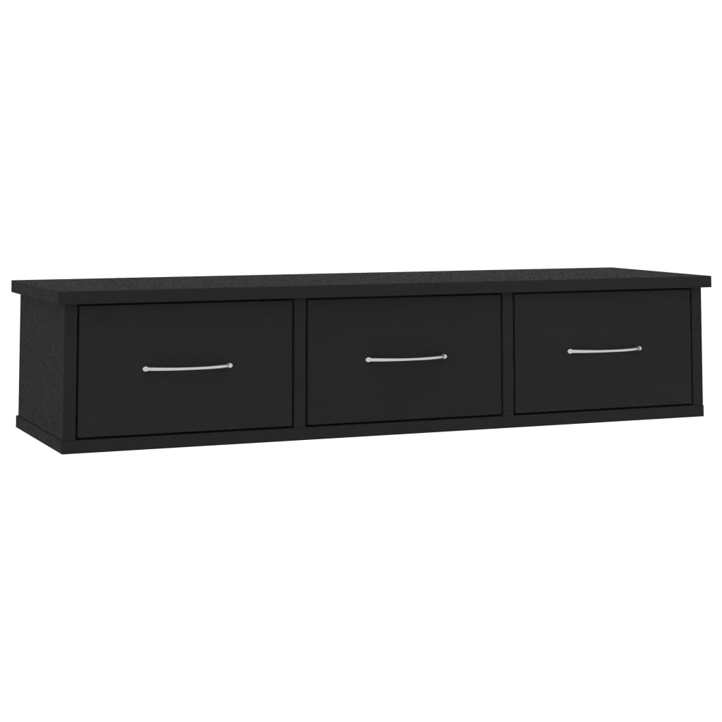 Étagère murale avec tiroirs Noir 88x26x18,5cm bois d'ingénierie - XIOS