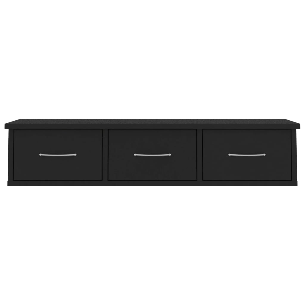 Étagère murale avec tiroirs Noir 88x26x18,5cm bois d'ingénierie - XIOS