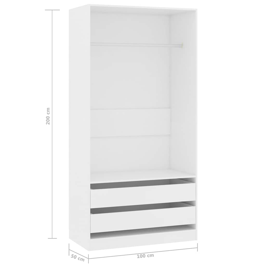 Garde-robe Blanc 100x50x200 cm Bois d'ingénierie - XIOS