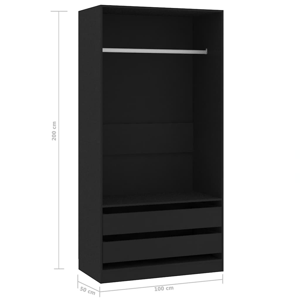 Garde-robe Noir 100x50x200 cm Bois d'ingénierie - XIOS
