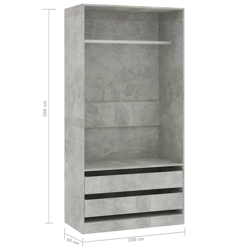 Garde-robe Gris béton 100x50x200 cm Bois d'ingénierie - XIOS