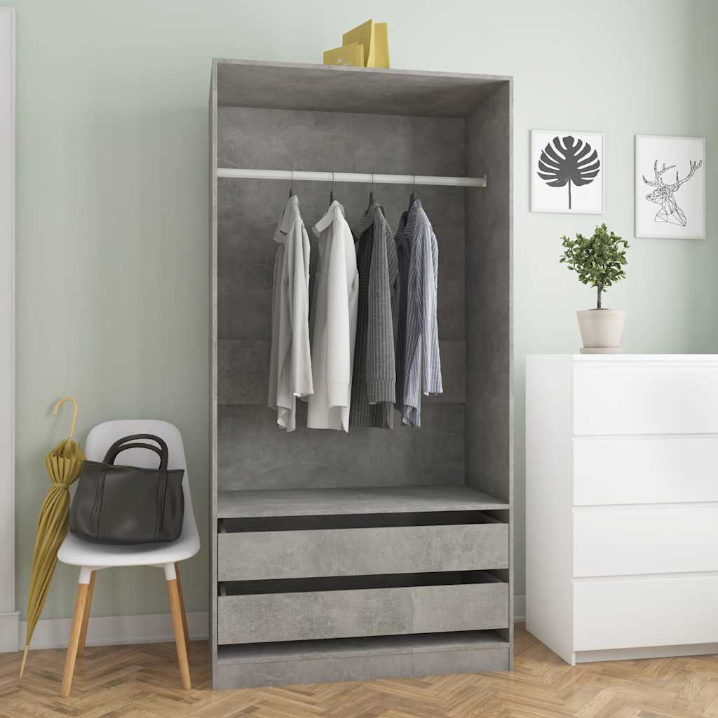 Garde-robe Gris béton 100x50x200 cm Bois d'ingénierie - XIOS