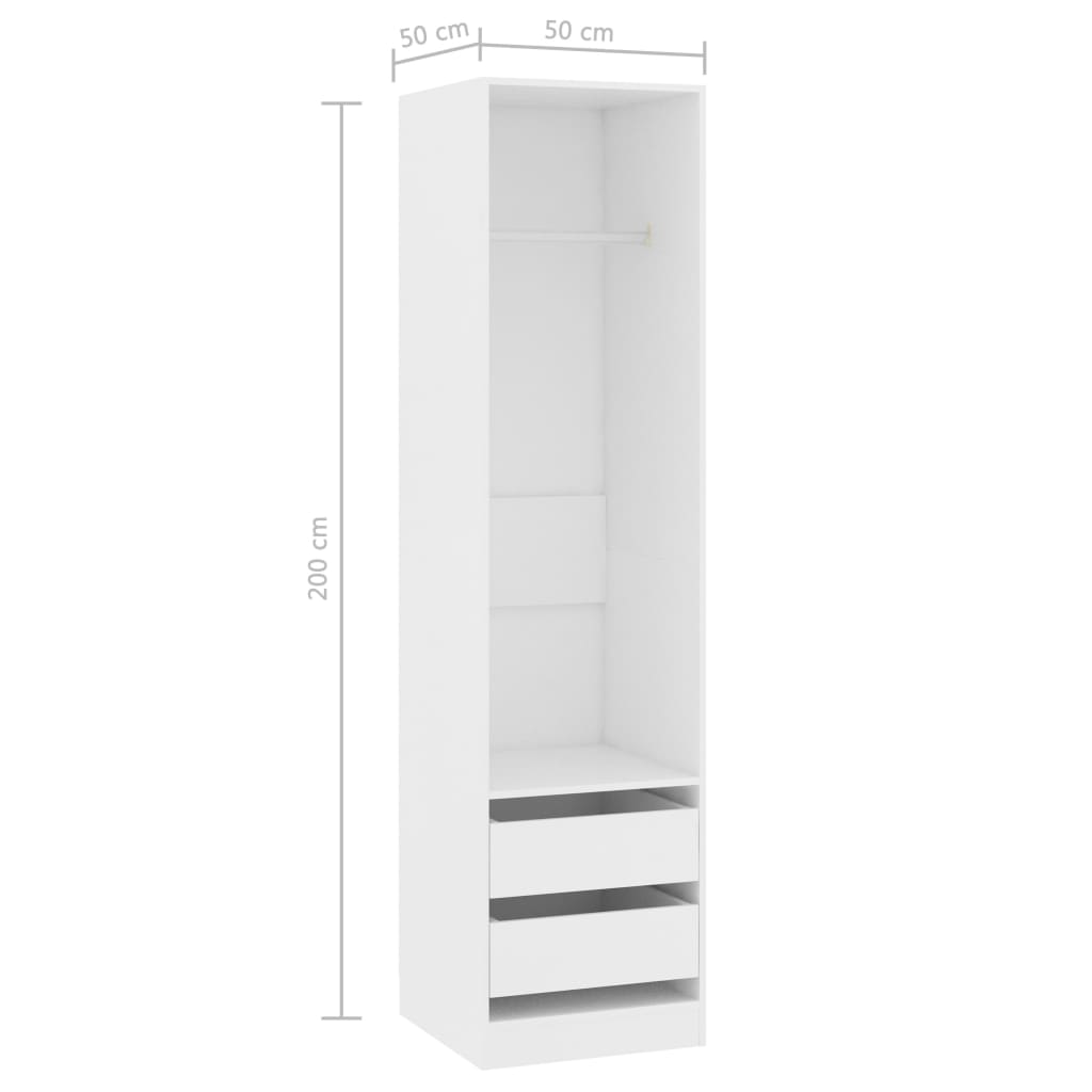 Garde-robe avec tiroirs Blanc 50x50x200 cm Bois d'ingénierie - XIOS