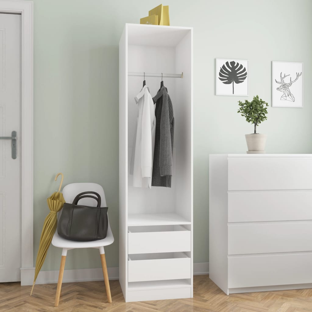 Garde-robe avec tiroirs Blanc 50x50x200 cm Bois d'ingénierie - XIOS