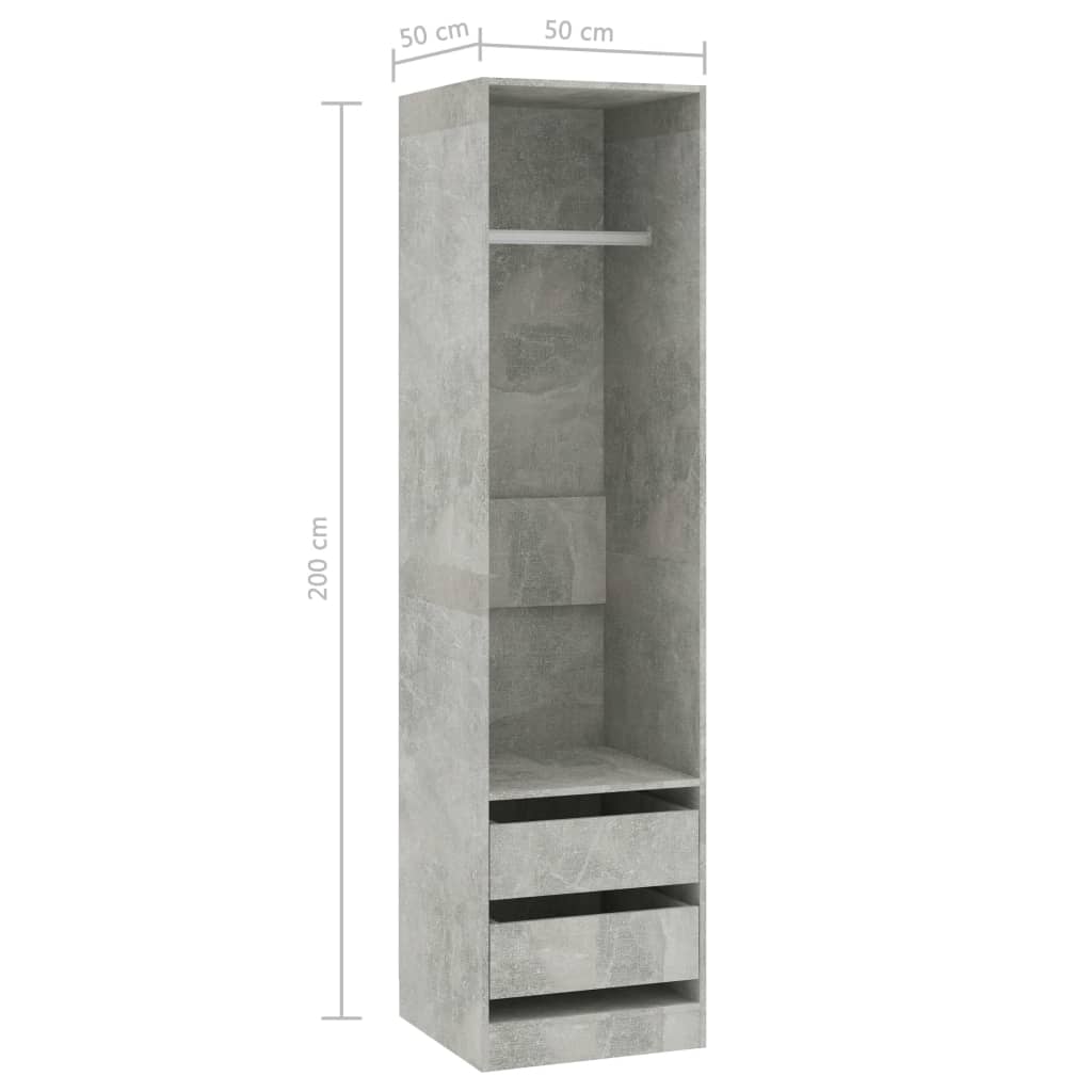 Garde-robe avec tiroirs Gris béton 50x50x200 cm Bois ingénierie - XIOS