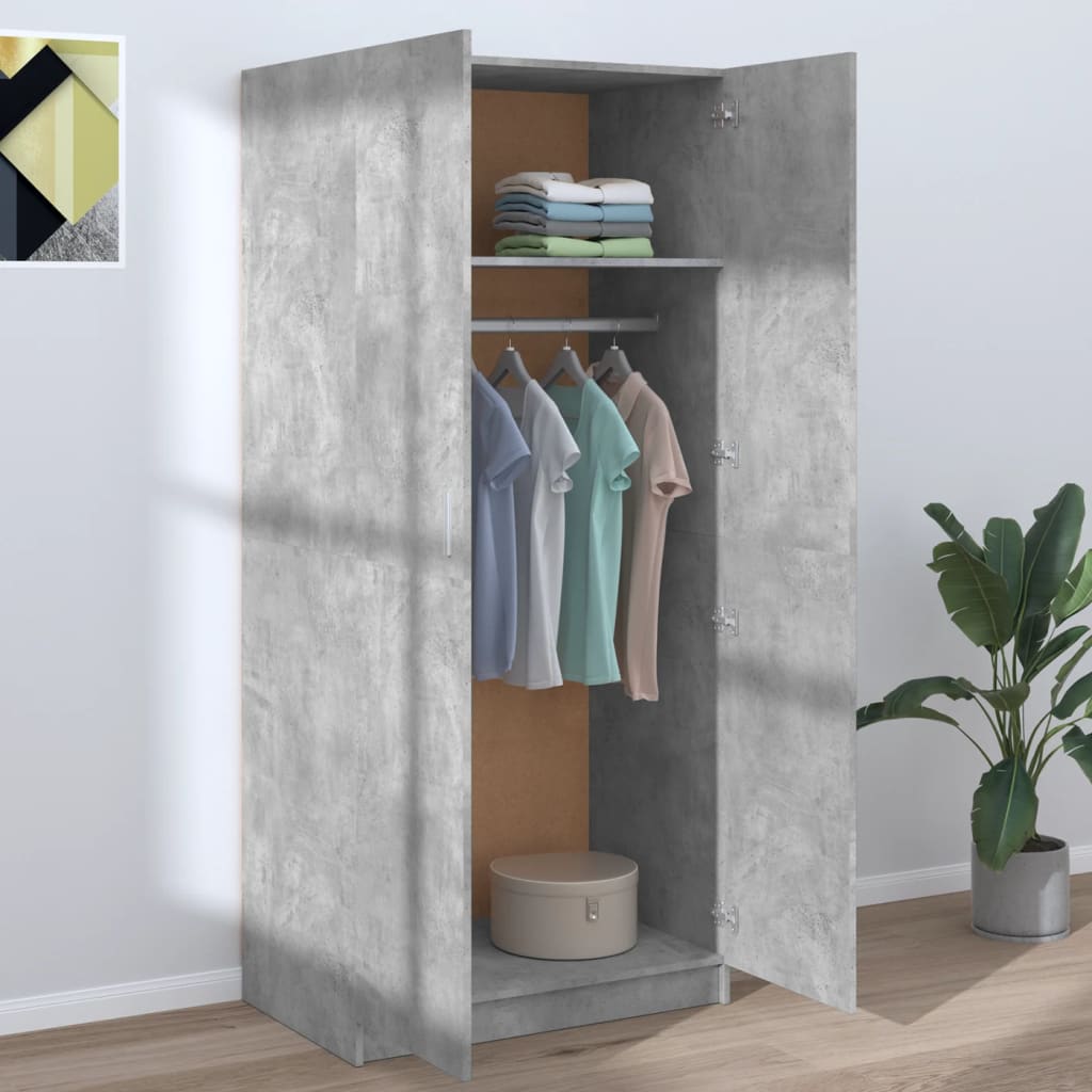 Garde-robe Gris béton 80x52x180 cm Bois d’ingénierie - XIOS