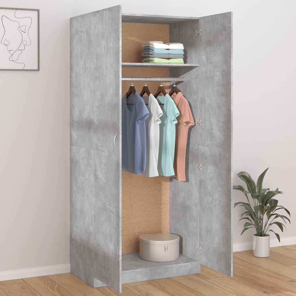 Garde-robe Gris béton 90x52x200 cm Bois d’ingénierie - XIOS