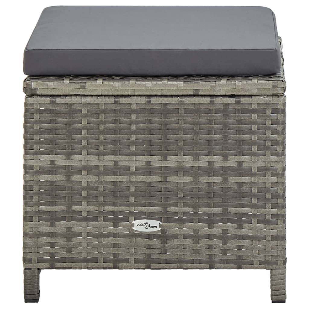 Ensemble à manger d'extérieur 5pcs coussins résine tressée gris - XIOS