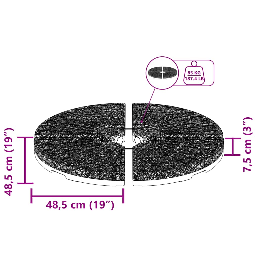 Socle de parasol en forme d'éventail 4 pcs Noir Supports pour parasols vidaXL