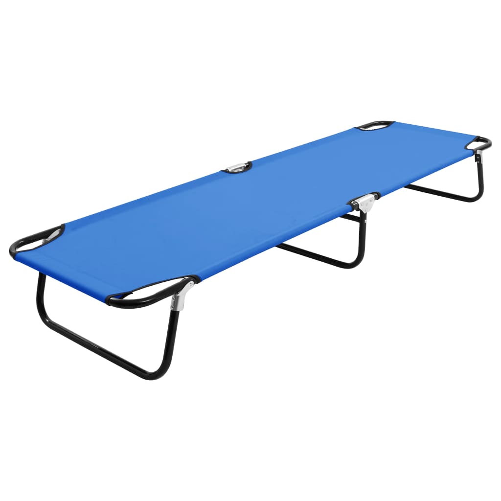 Chaise longue pliable Bleu Acier Bains de soleil vidaXL