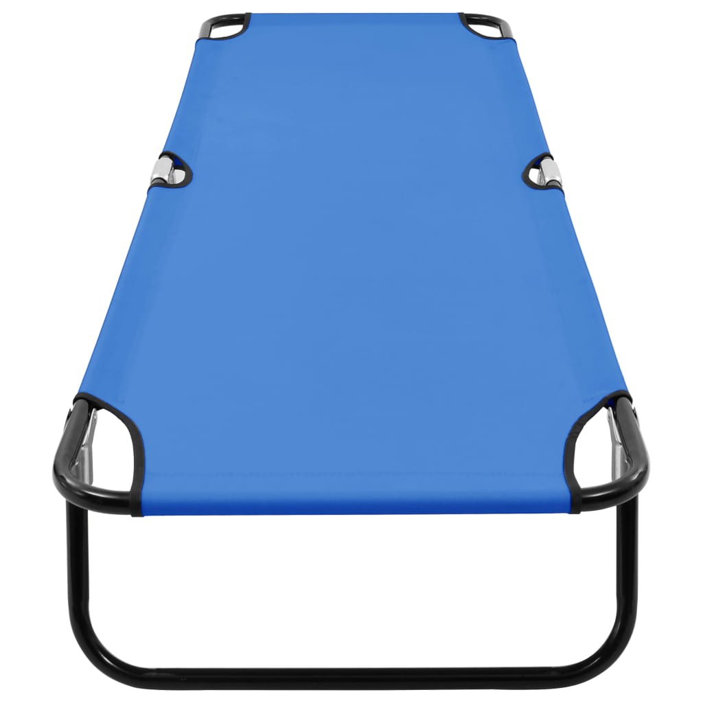Chaise longue pliable Bleu Acier Bains de soleil vidaXL