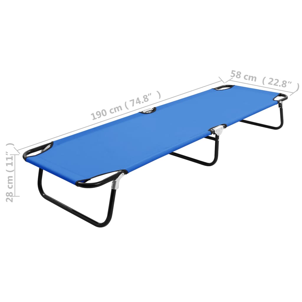 Chaise longue pliable Bleu Acier Bains de soleil vidaXL