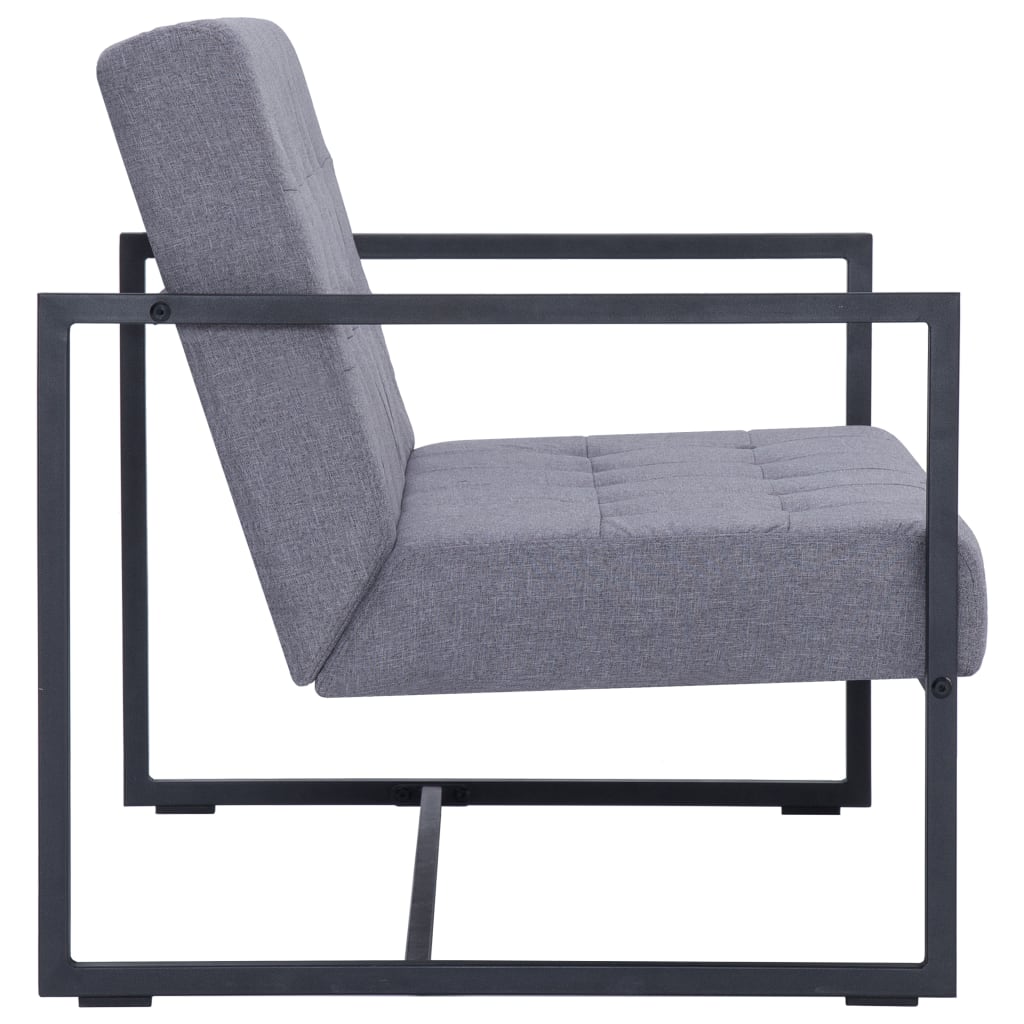 Canapé-lit à 2 places avec accoudoirs gris clair acier et tissu - XIOS