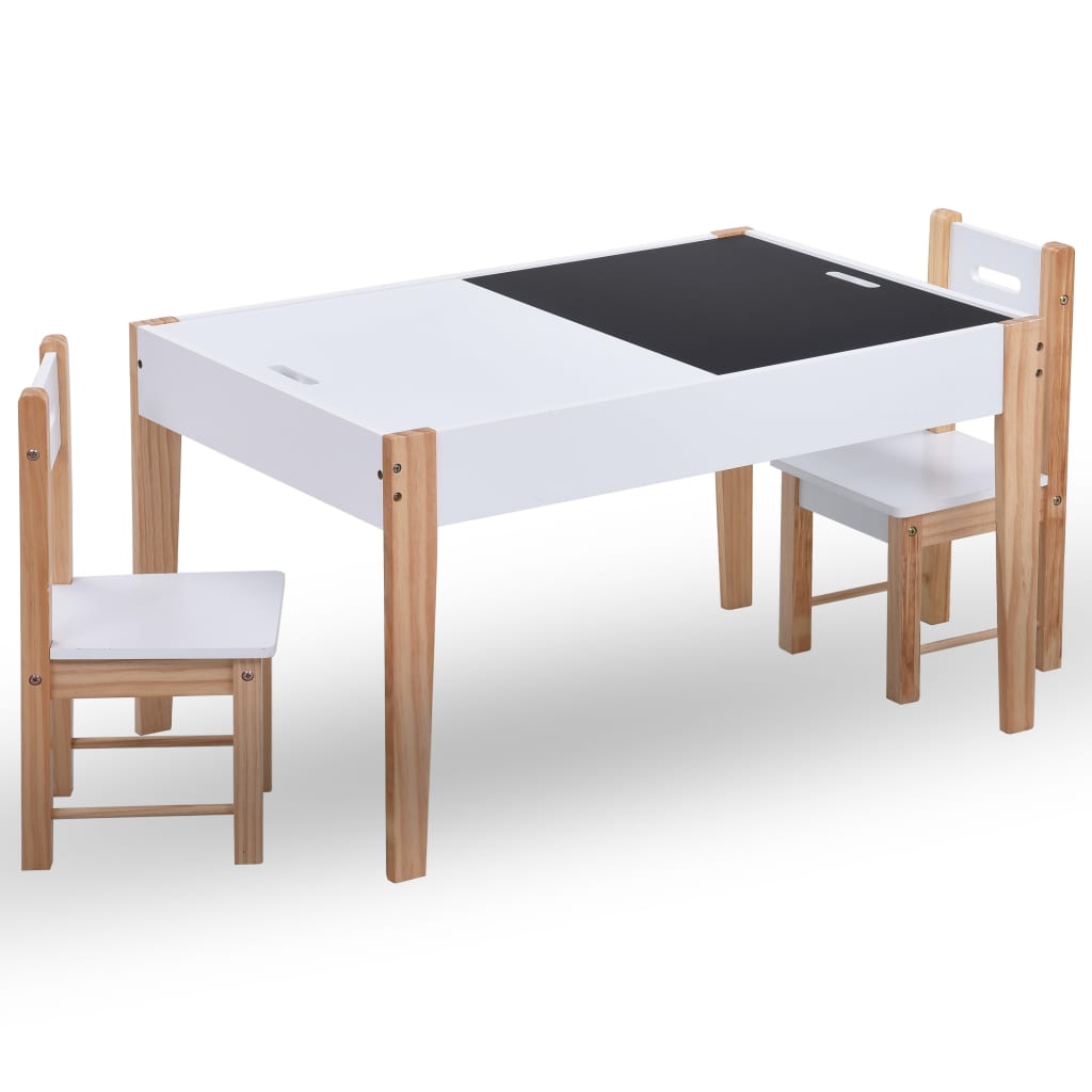 Ensemble de table et chaises pour enfants 3 pcs Noir et blanc Meubles pour bébés & tout-petits vidaXL   
