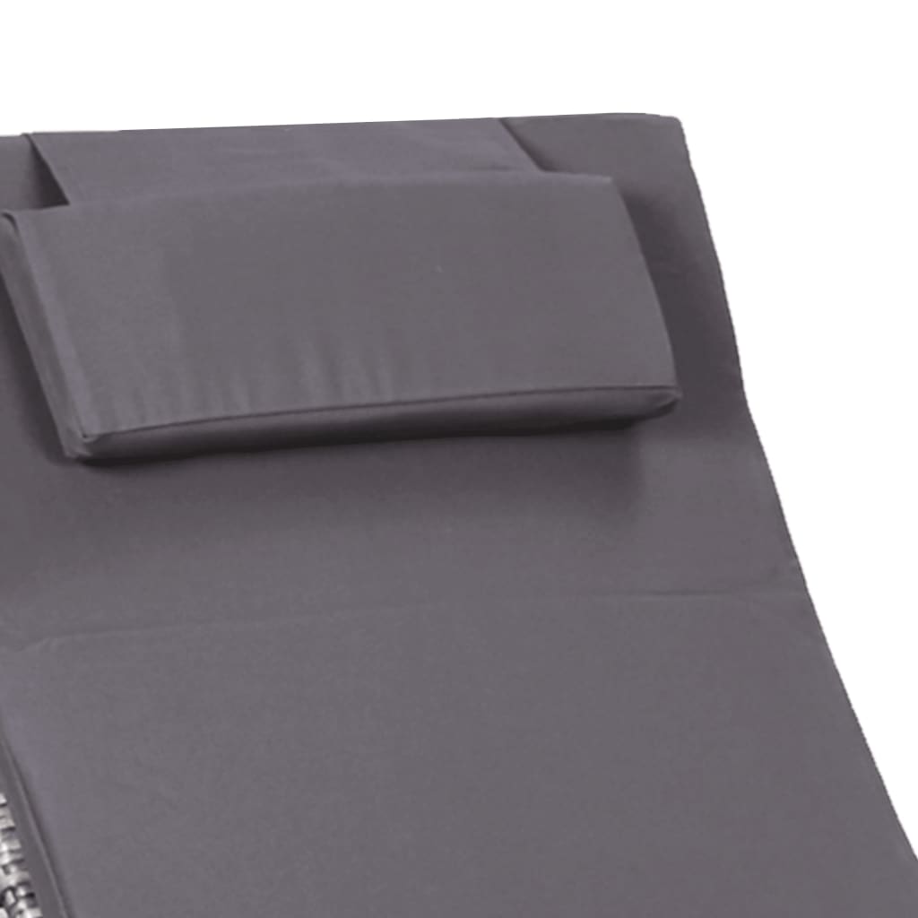 Transat avec coussin Résine tressée Gris Bains de soleil vidaXL