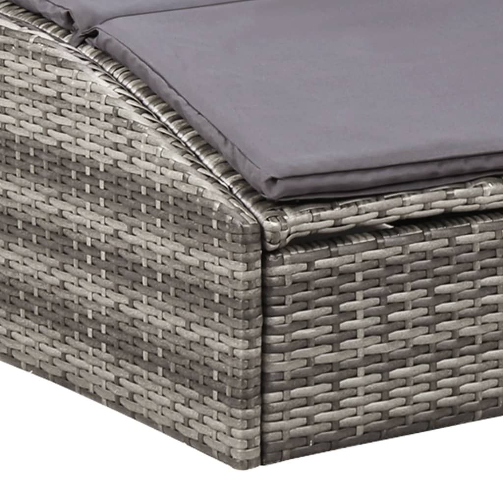 Transat avec coussin Résine tressée Gris Bains de soleil vidaXL