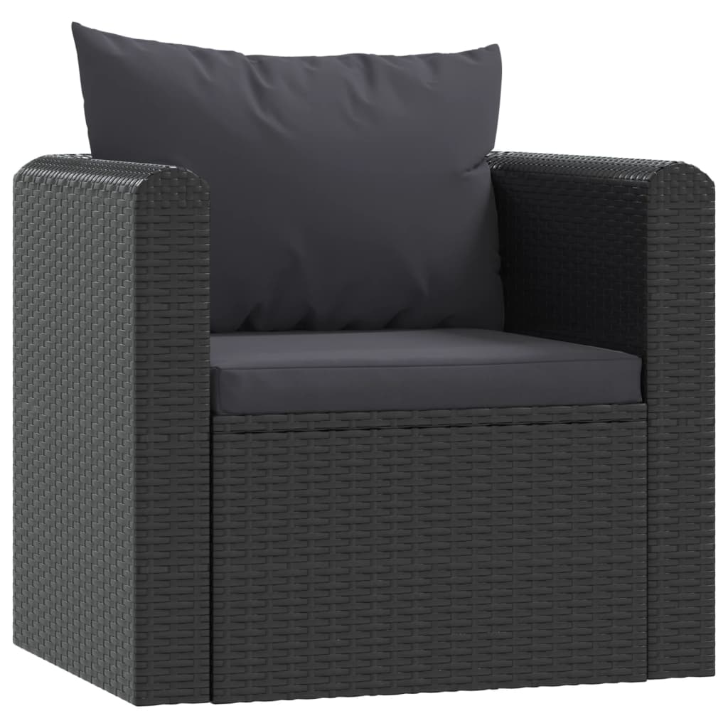 Fauteuil avec coussins Résine tressée Noir Éléments pour canapés modulables de jardin vidaXL